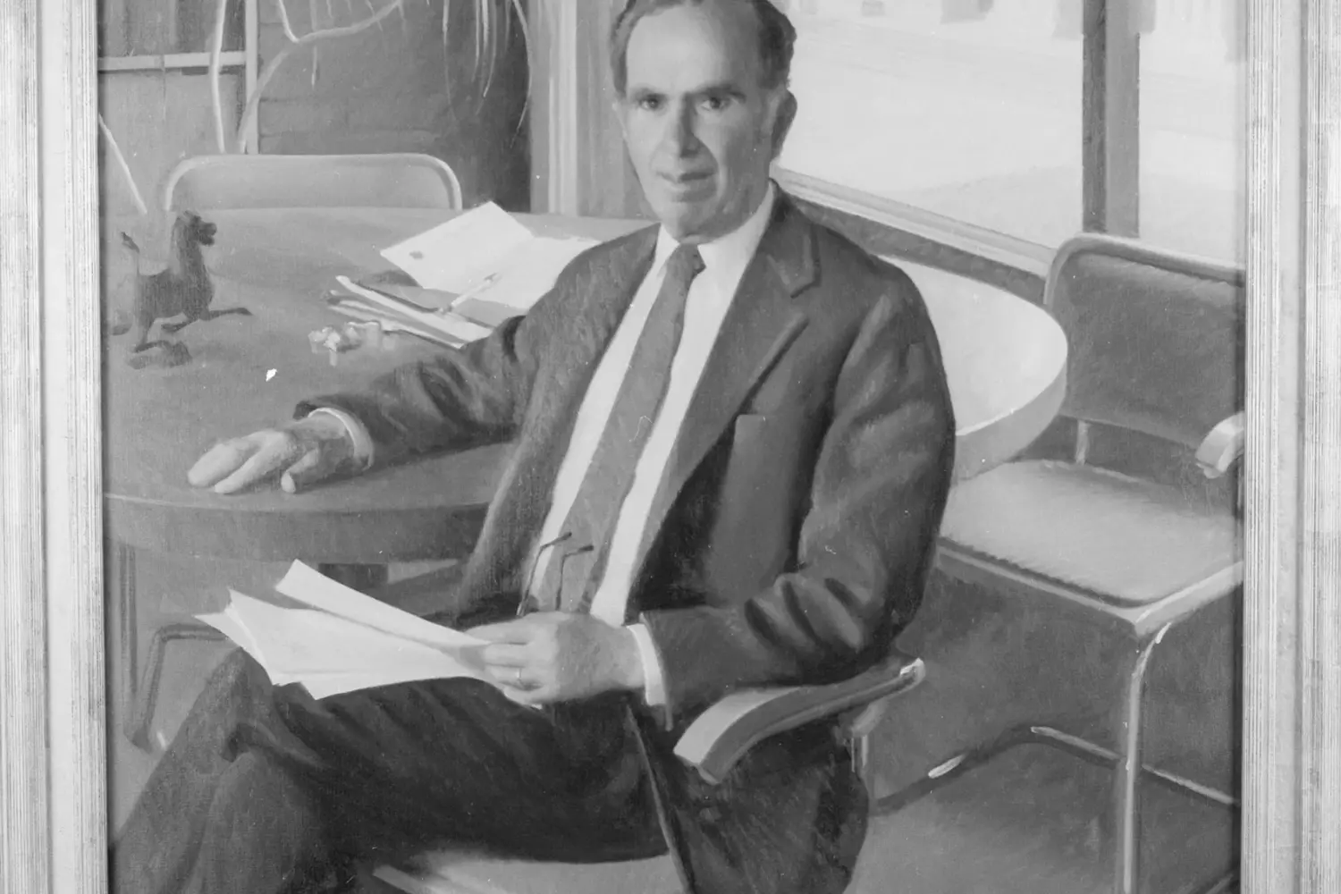 Black and white copy of color portrait of Dean James Vorenberg