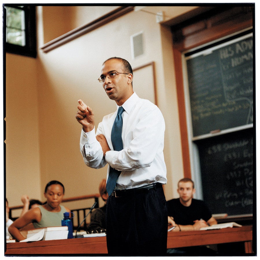 Professor Guhan Subramanian at the front of the class