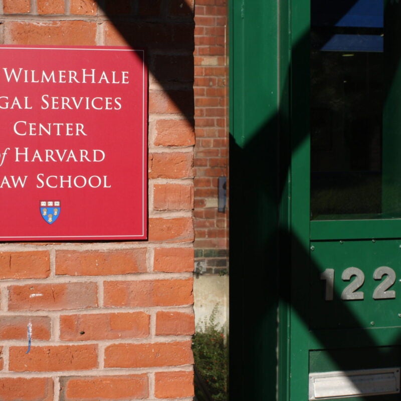 a sign on the side of the Legal Services Center building