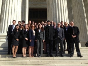 HLS class standing outside the Supreme Court