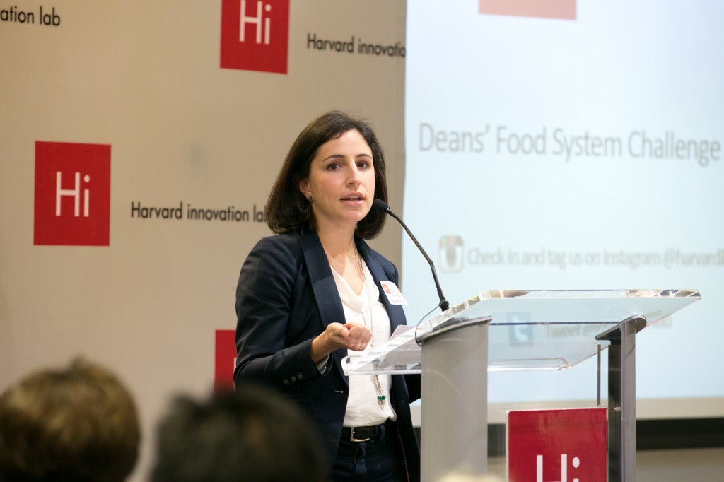 Emily Broad Leib (speaking here at a kickoff event for the Deans’ Food System Challenge at the Harvard Innovation Lab last Fall)