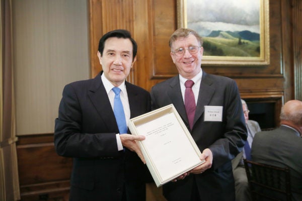 Professor William Alford ’77 presented doctoral thesis to President Ma.