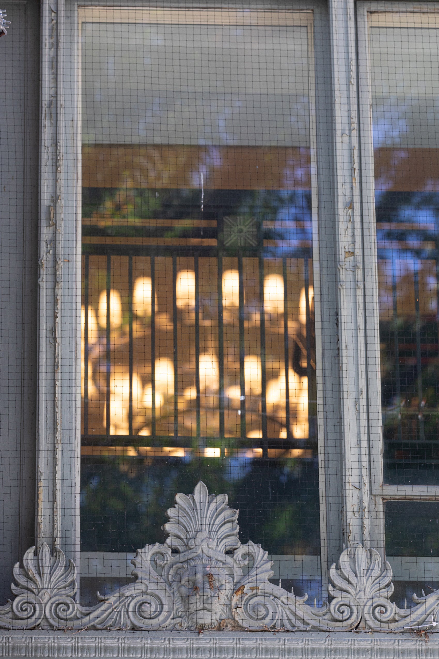 Reflection of lights in Langdell window