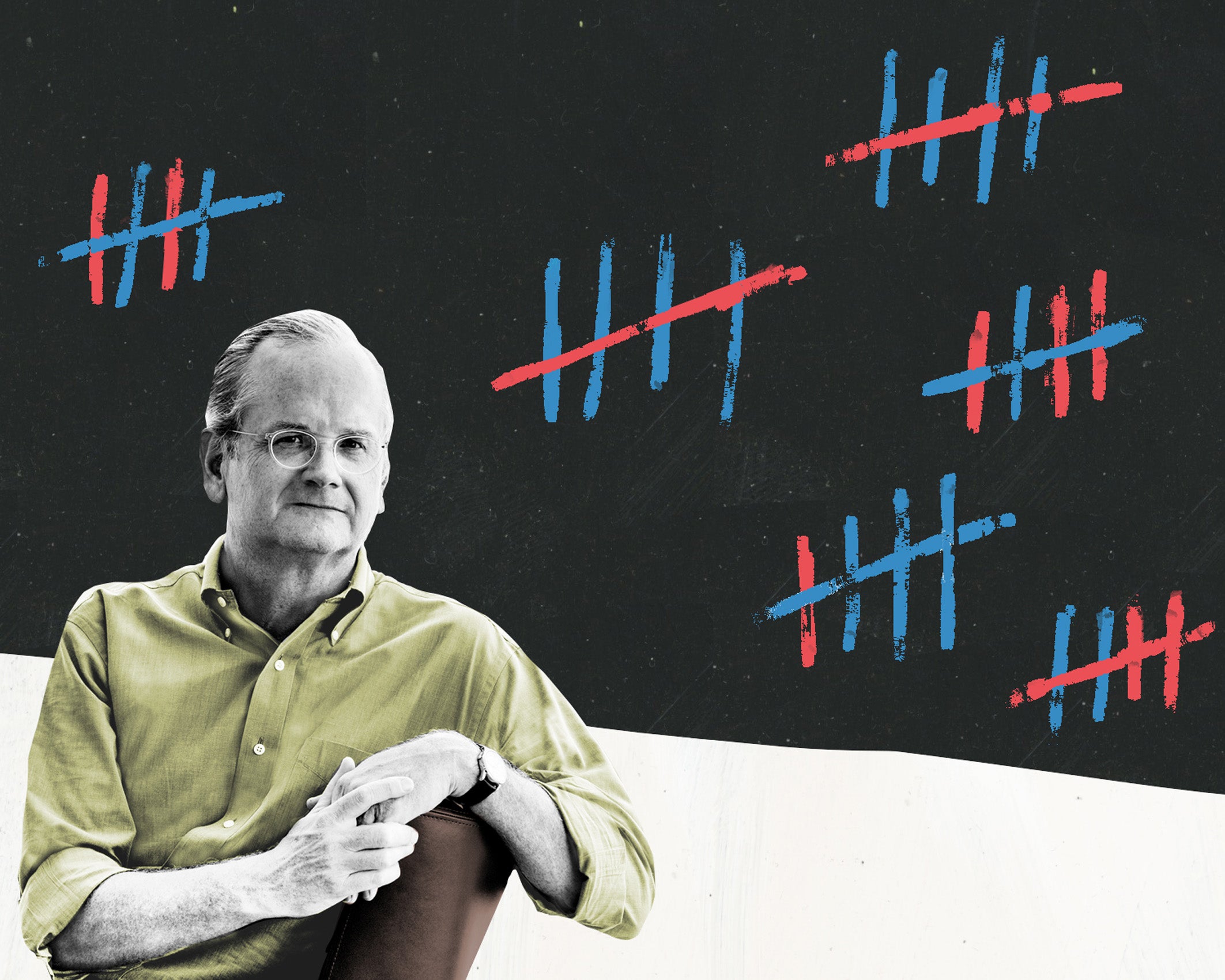 photo illustration Larry Lessig and tally marks