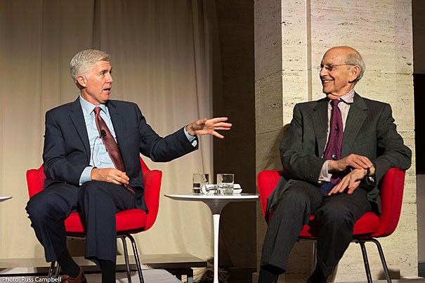 Supreme Court Justices Neil Gorsuch and Stephen Breyer at Harvard.