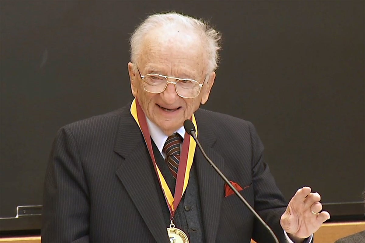 Ferencz receives HLS Medal of Freedom (video)