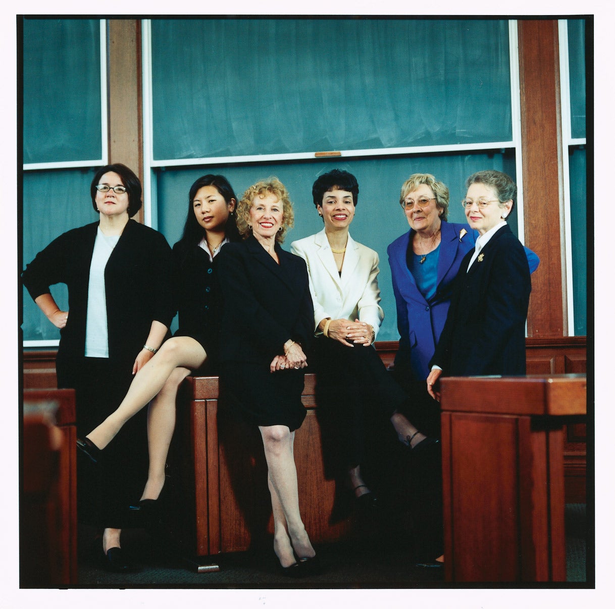 Six women in Harvard classroom