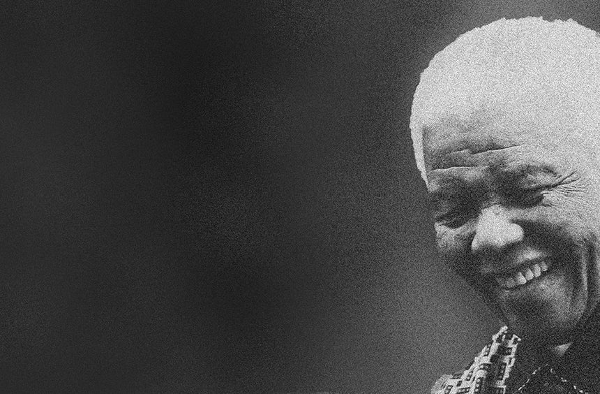 Black and white vintage photo of Nelson Mandela