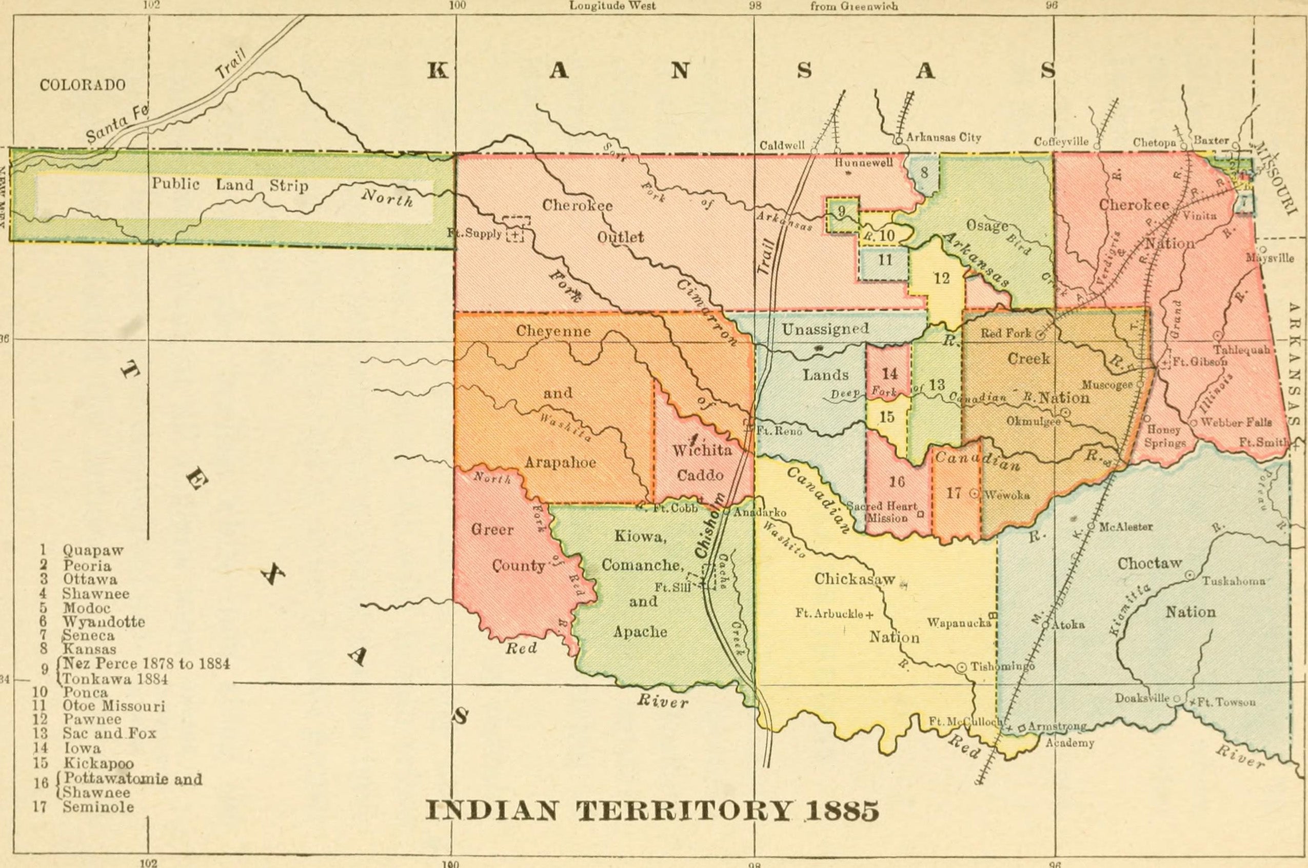 Map of Oklahoma Territories