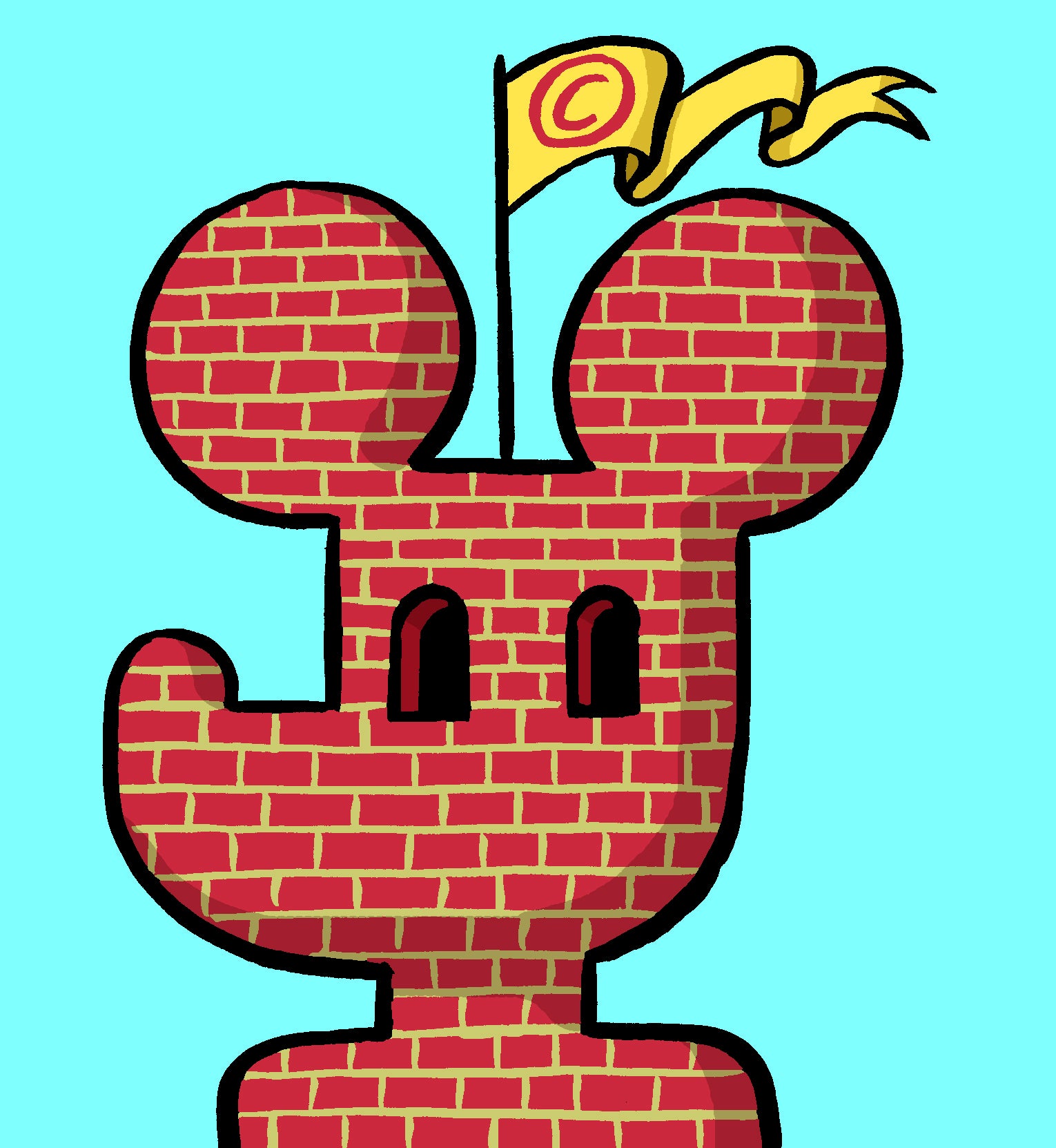Illustration of Mickey Mouse made of bricks