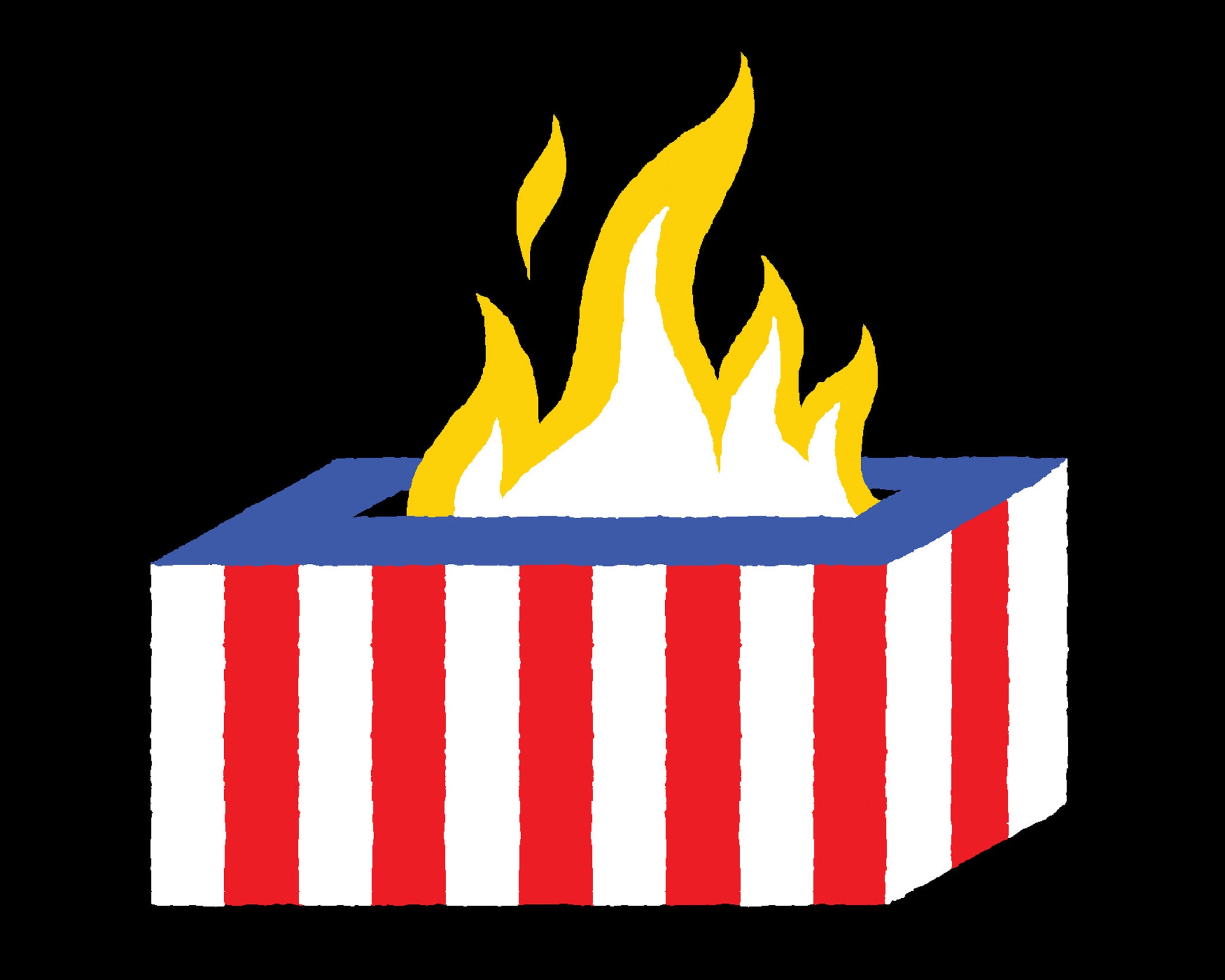 illustration of a ballot box on fire