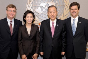 William Alford, Na Kyung-won, Ban Ki-moon, and Timothy Shriver