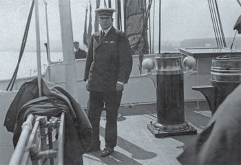 vintage photo of Ernest Shackleton aboard the Endurance
