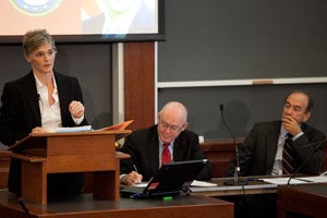 HLS Professor Jody Freeman, ELI President John Cruden, and HLS Professor Richard Lazarus