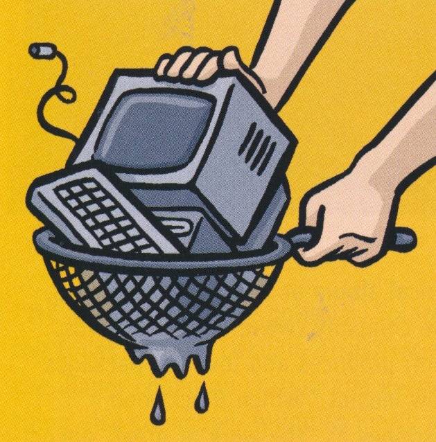 Illustration of electronics in a strainer