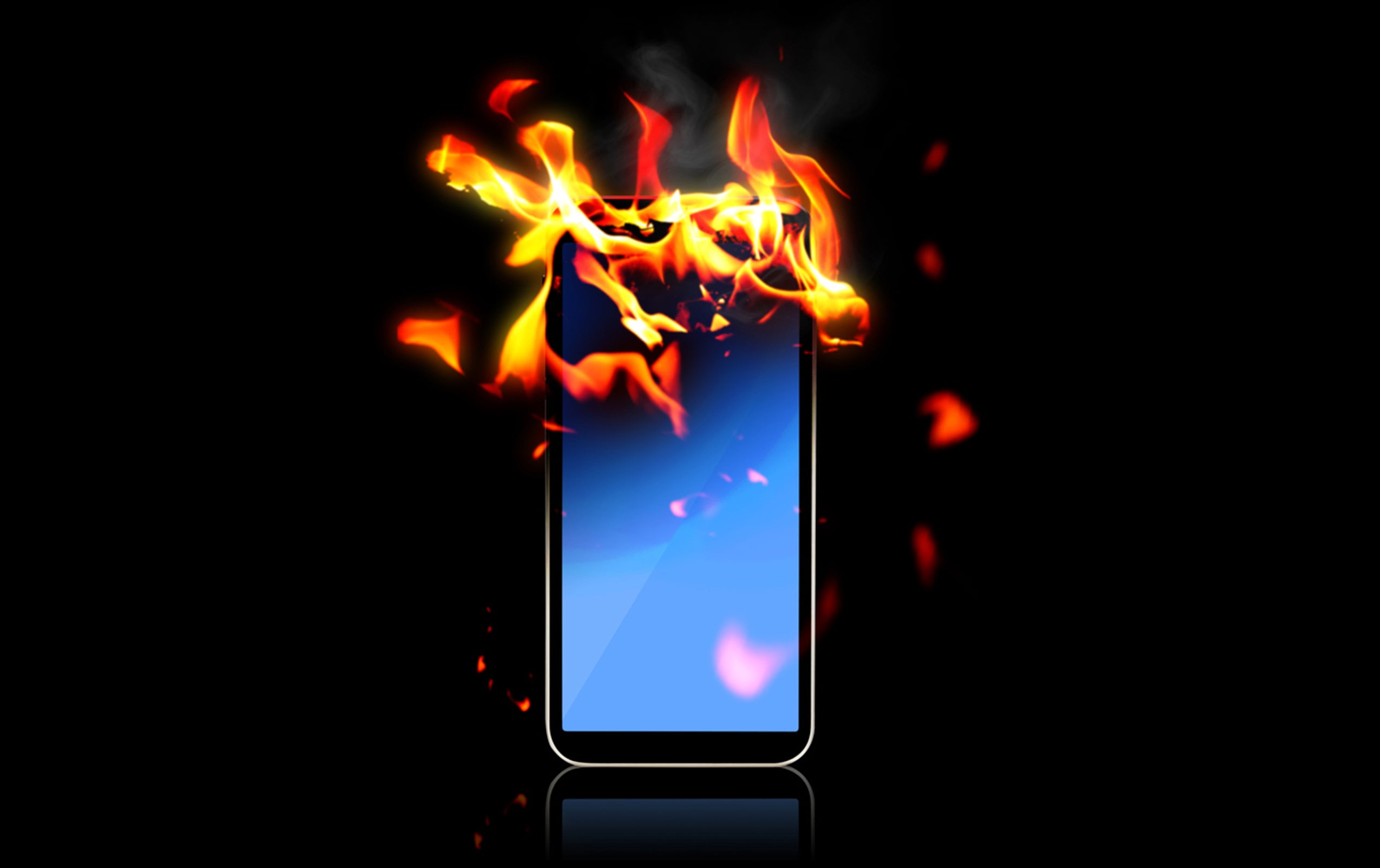 Burning smartphone