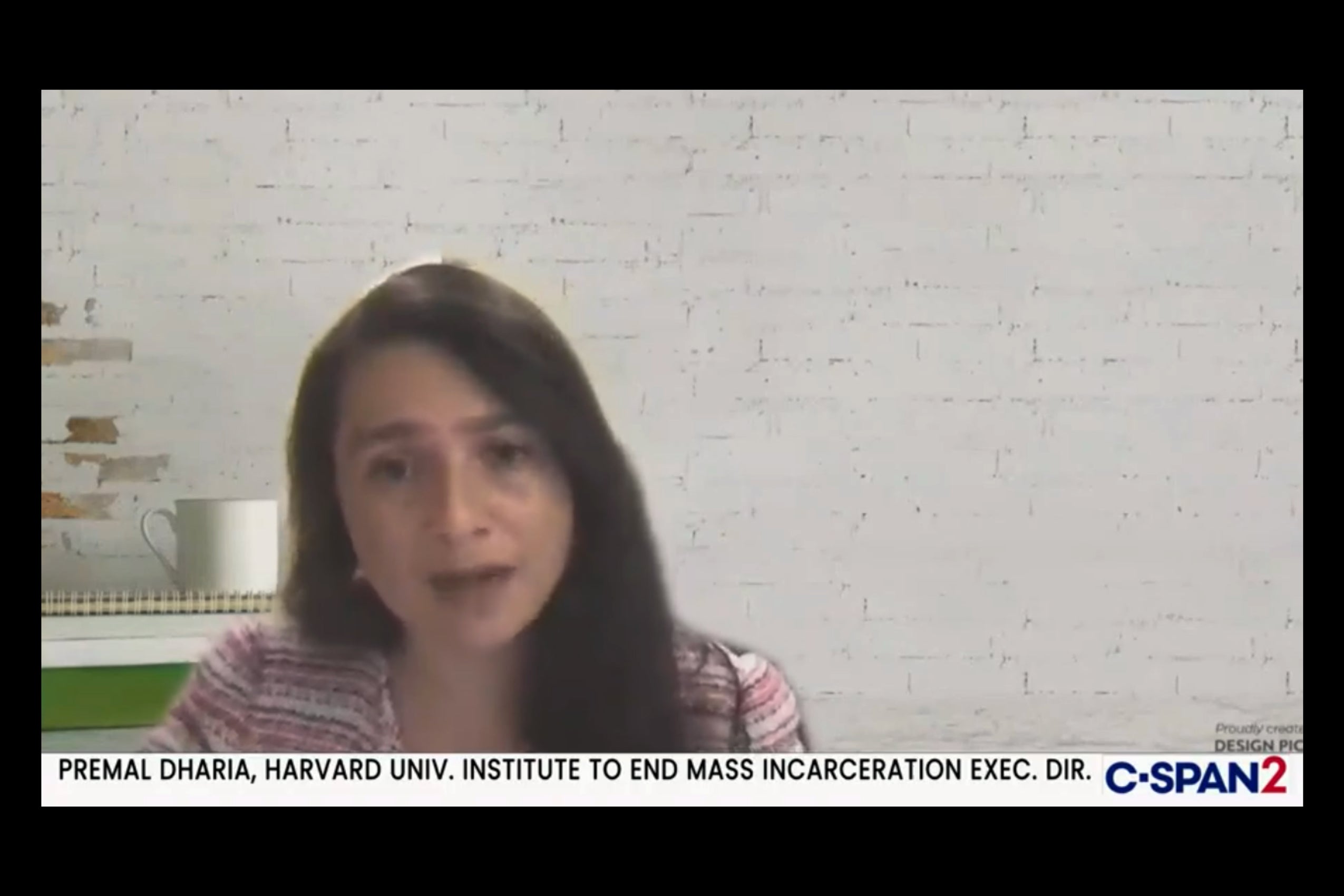 screen shot of Premal Dharia speaking on C-Span