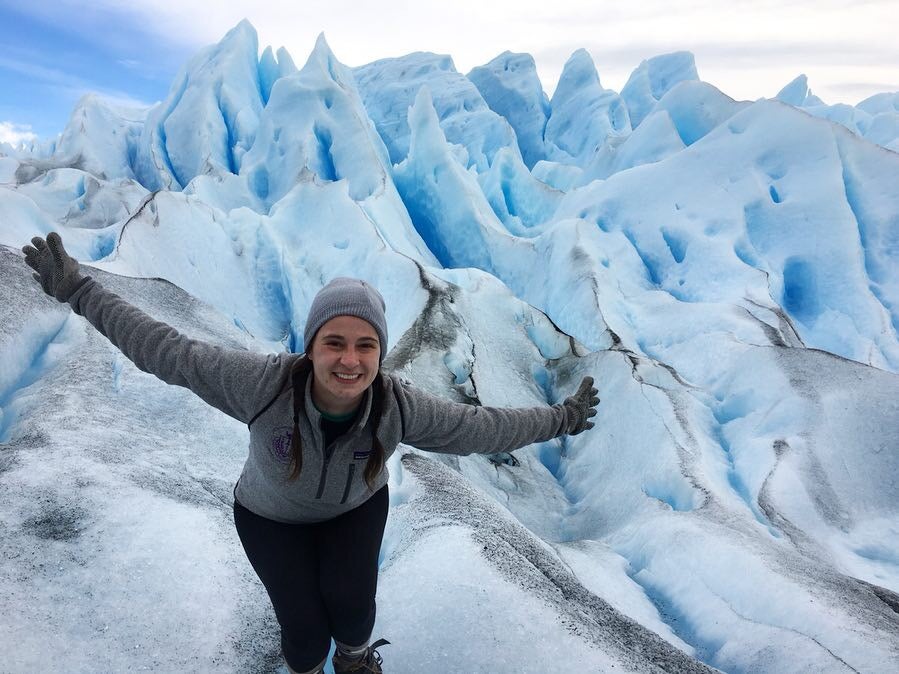 Emily Mannheimer '19 poses on a snow-covered landscape in Argentina