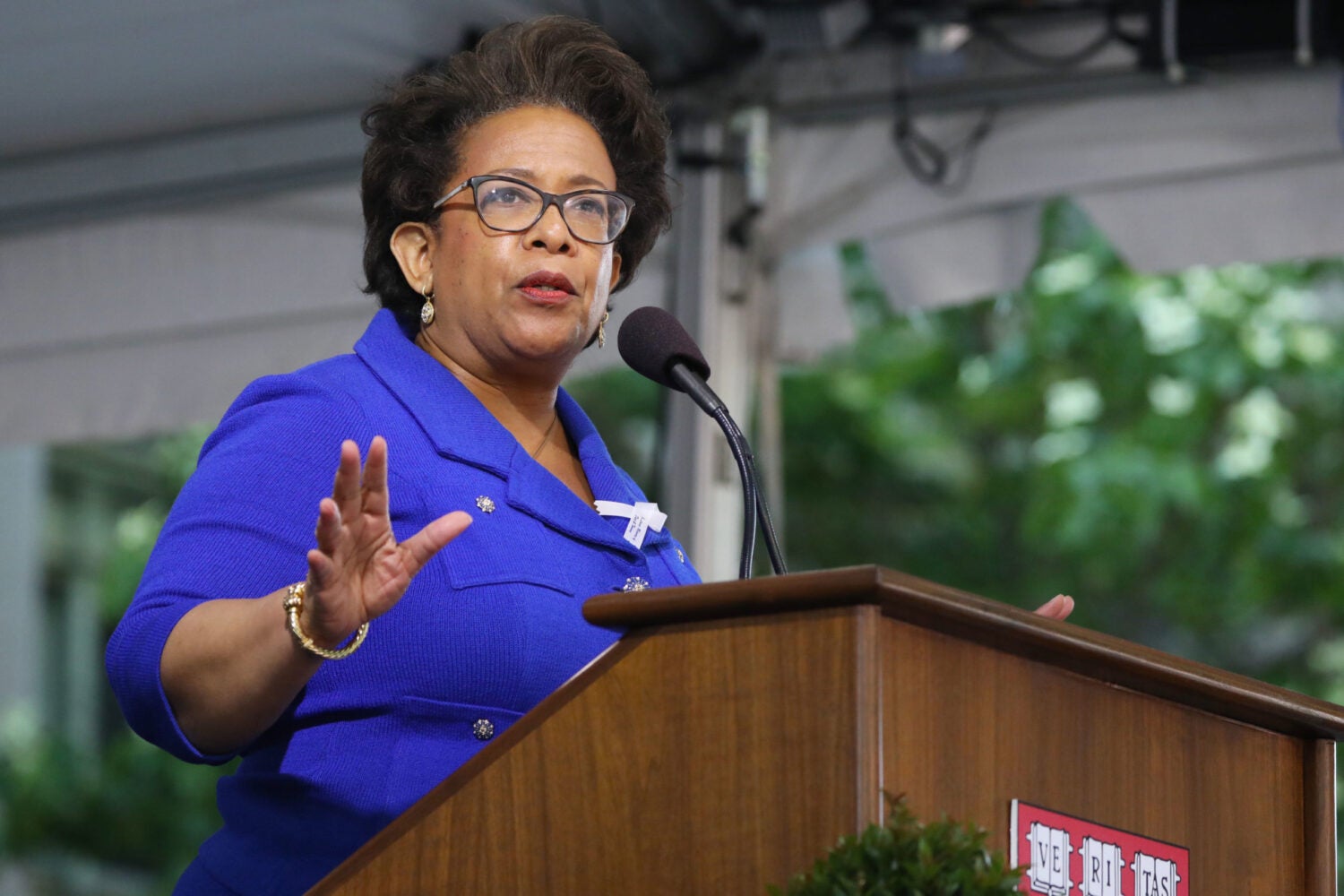 Loretta Lynch at podium