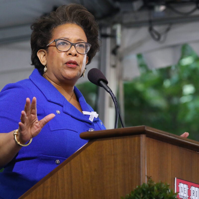 Loretta Lynch at podium