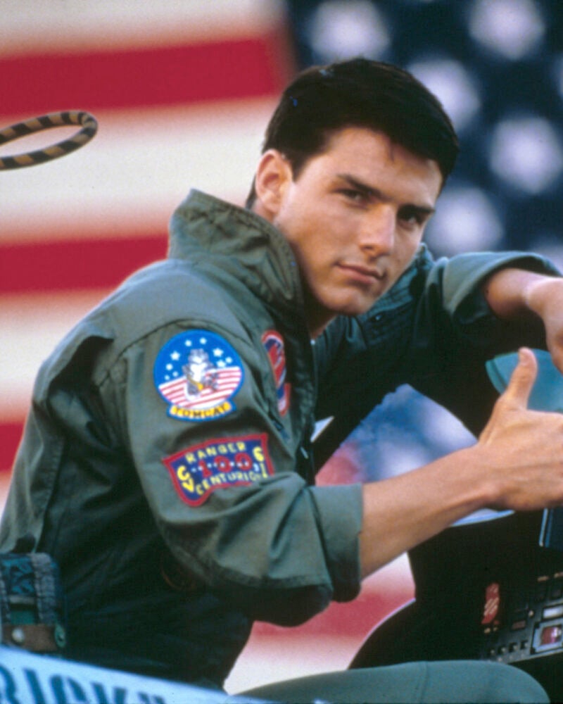 American actor Tom Cruise on the set of Top Gun, directed by Tony Scott. (Photo by Paramount Pictures/Sunset Boulevard/Corbis via Getty Images)