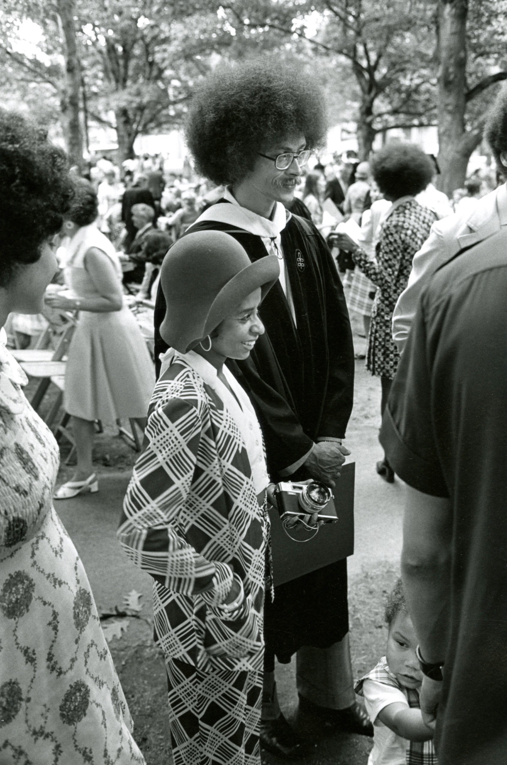A graduate and guest on Holmes Field