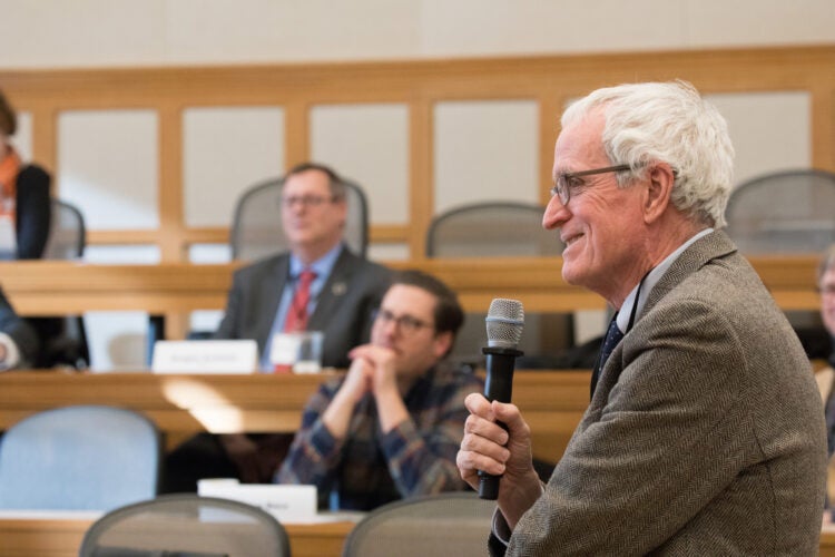 Jim Tierney speaking to an audience.