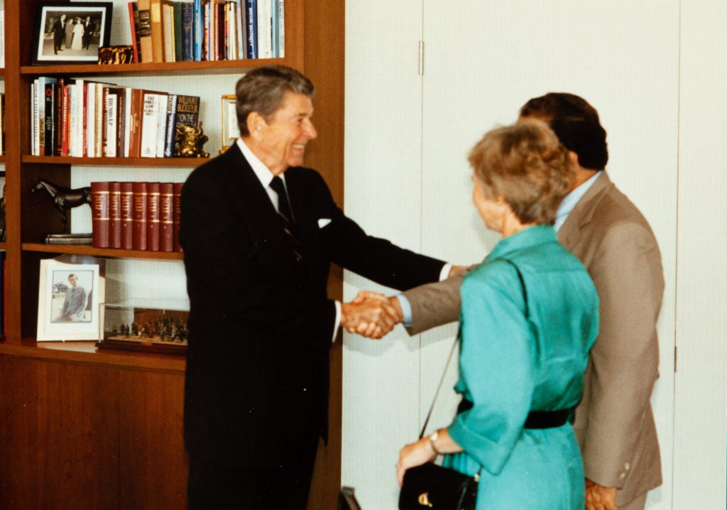 Ronald Reagan with Antonin Scalia and his wife, Maureen.