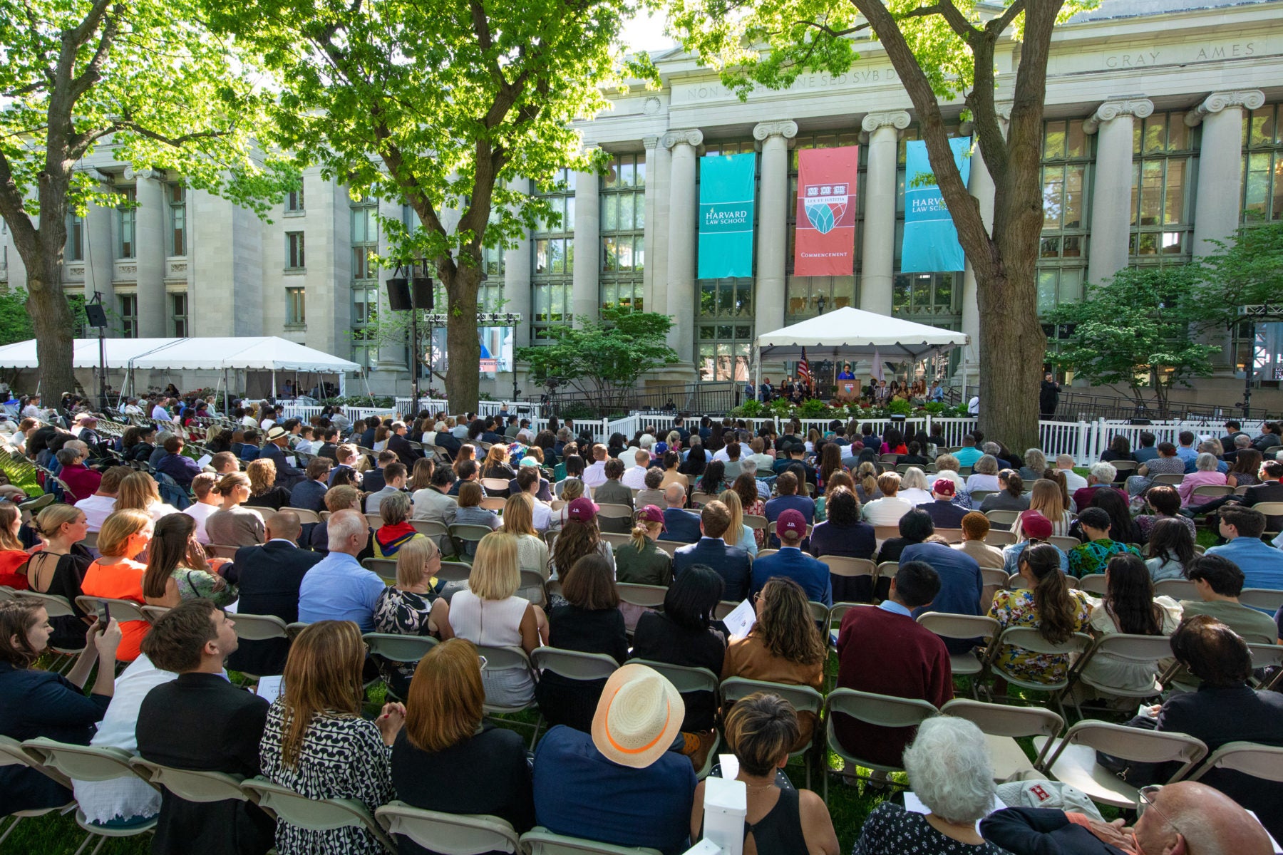 View of Class Day ceremonies from behind the audience