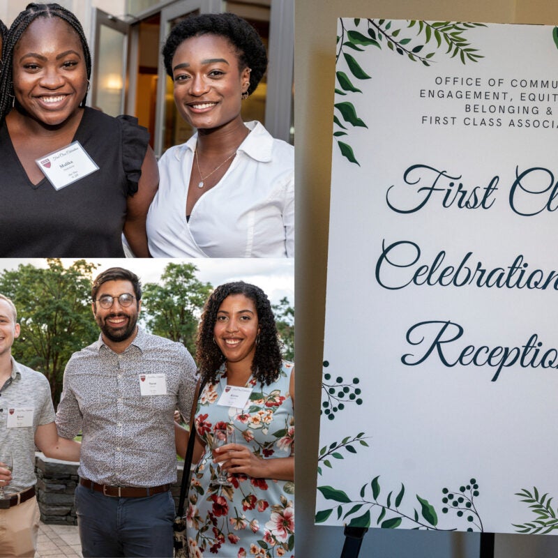 Collage of images from First Class celebration and reception