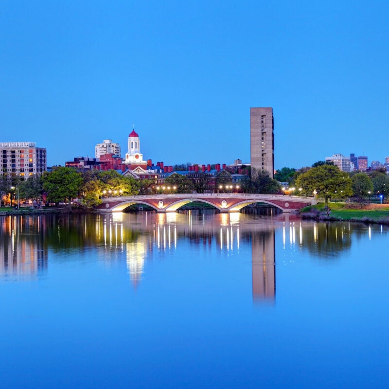 A View of Cambridge MA at night from across the Charles River