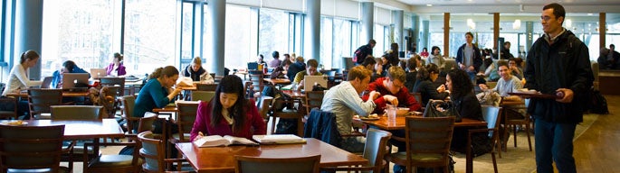 The Harkness cafeteria at a busy lunchtime