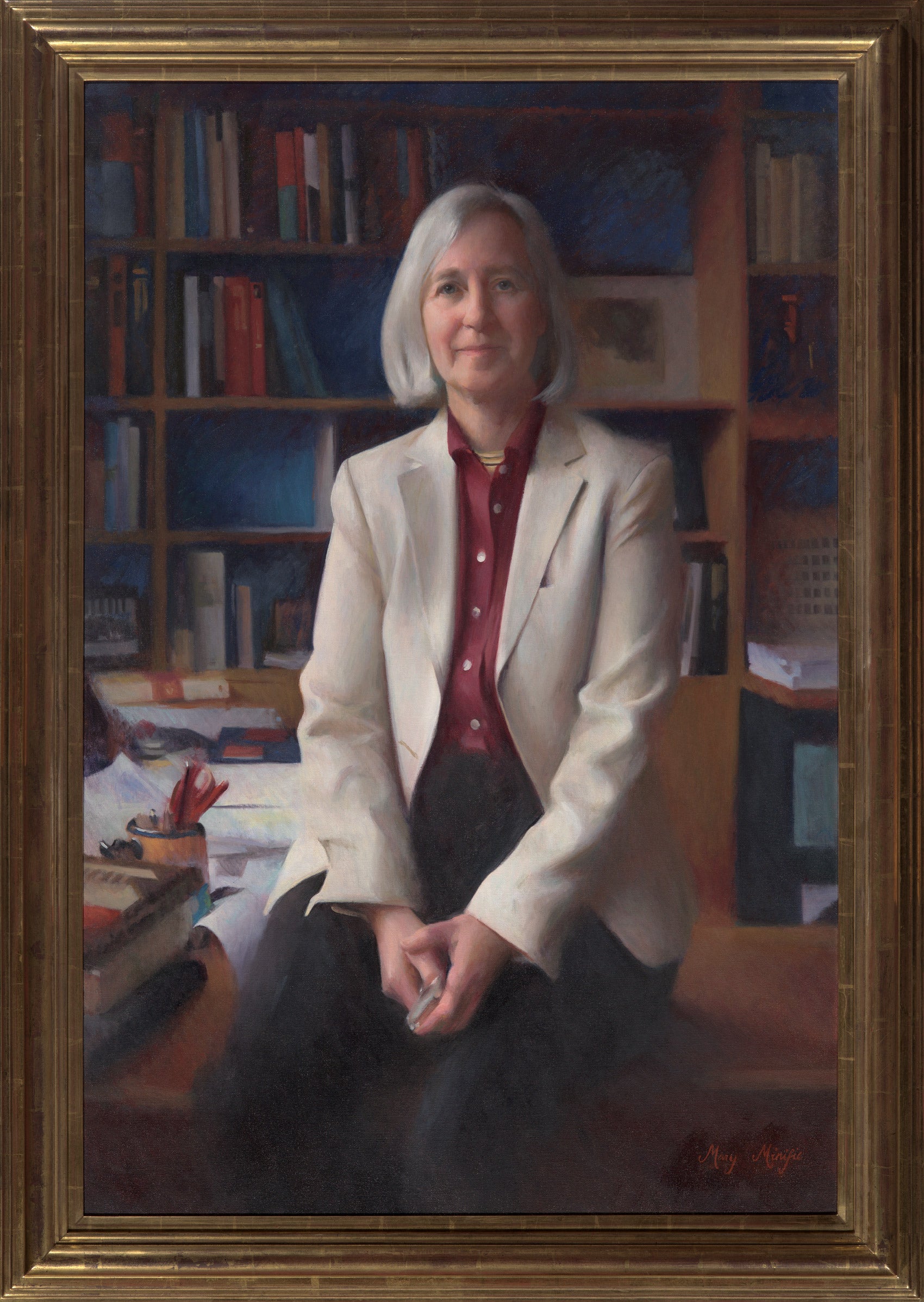 Photograph of the painted portrait of Martha Minow