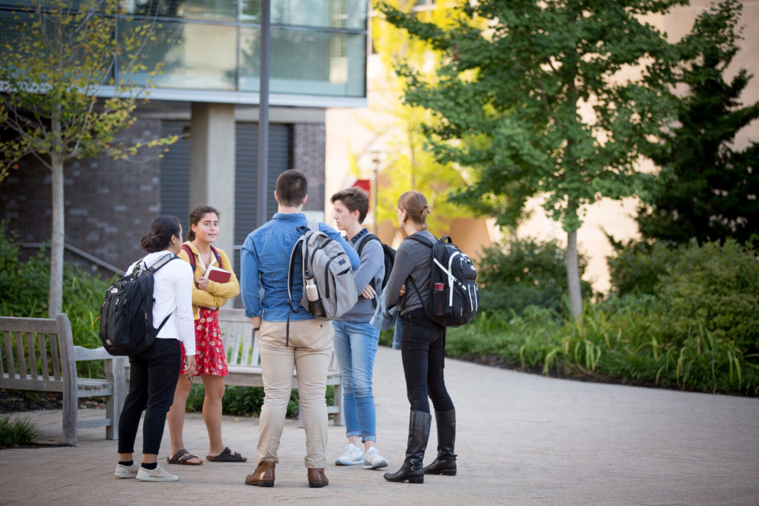 Students outside on campus