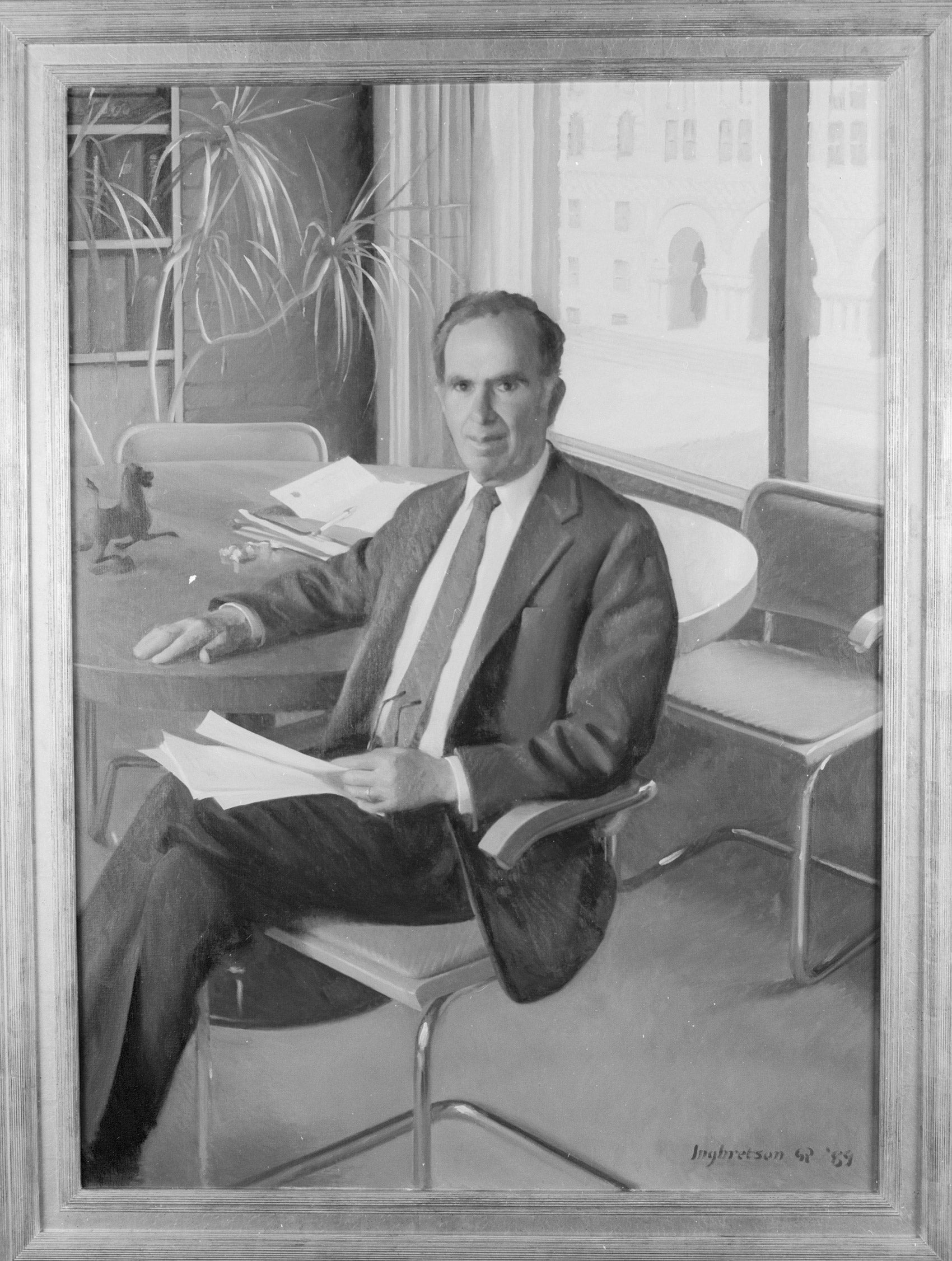 Black and white copy of color portrait of Dean James Vorenberg