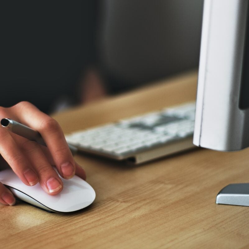 Closeup of someone using a mouse