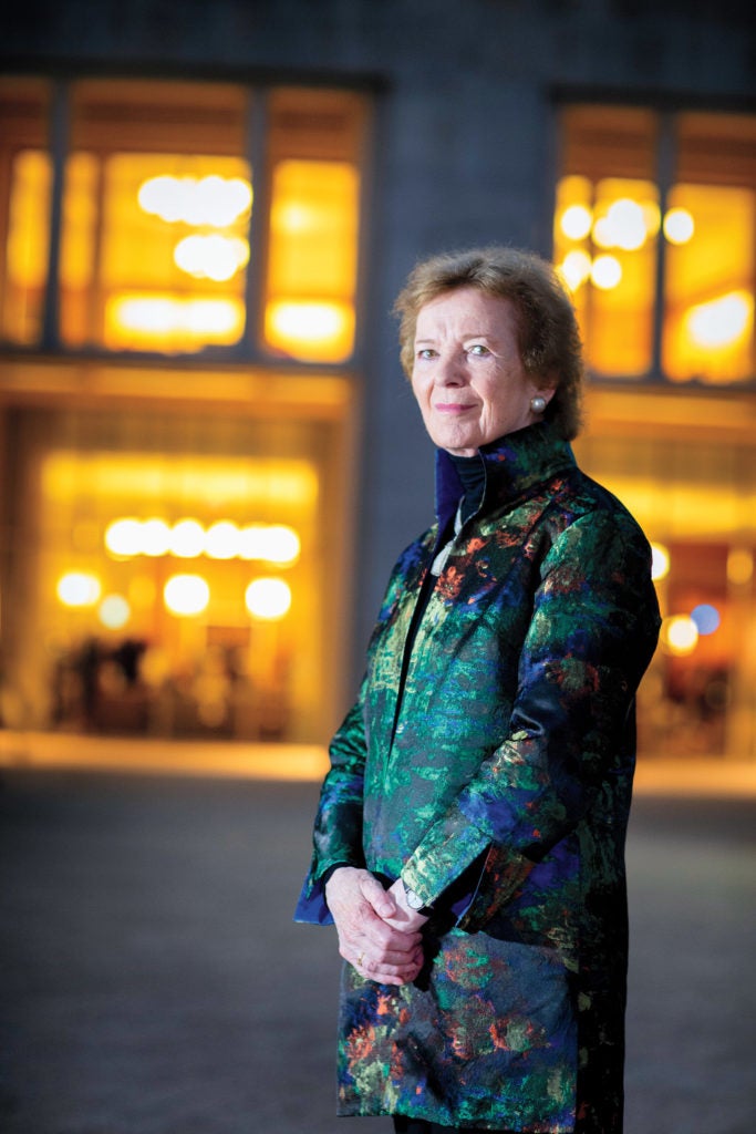Portrait of Mary Robinson LL.M. ’68 on HLS campus