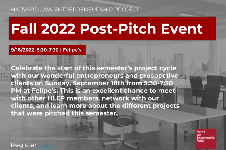 Image thumbnail for Harvard Law Entrepreneurship Project: Post-Pitch Event