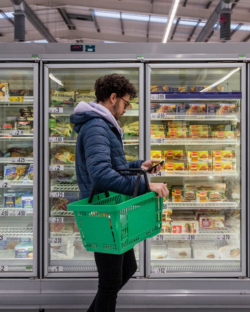 Man shopping in a grocery store.