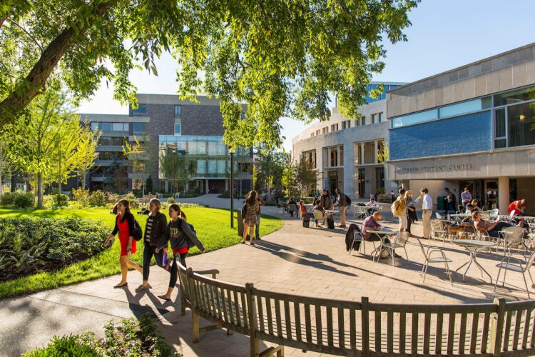 students walking on HLS campus