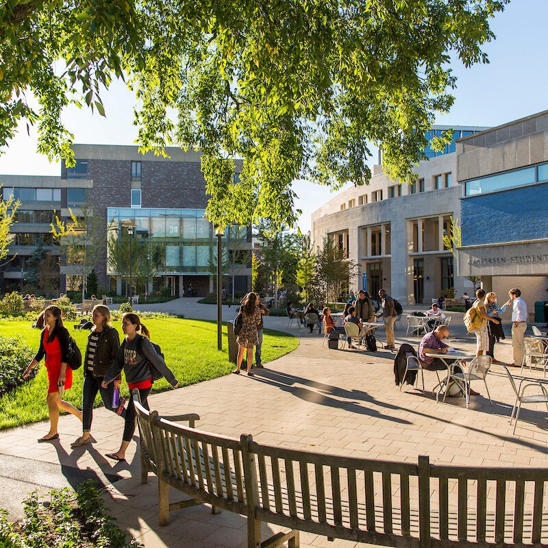 students walking on HLS campus