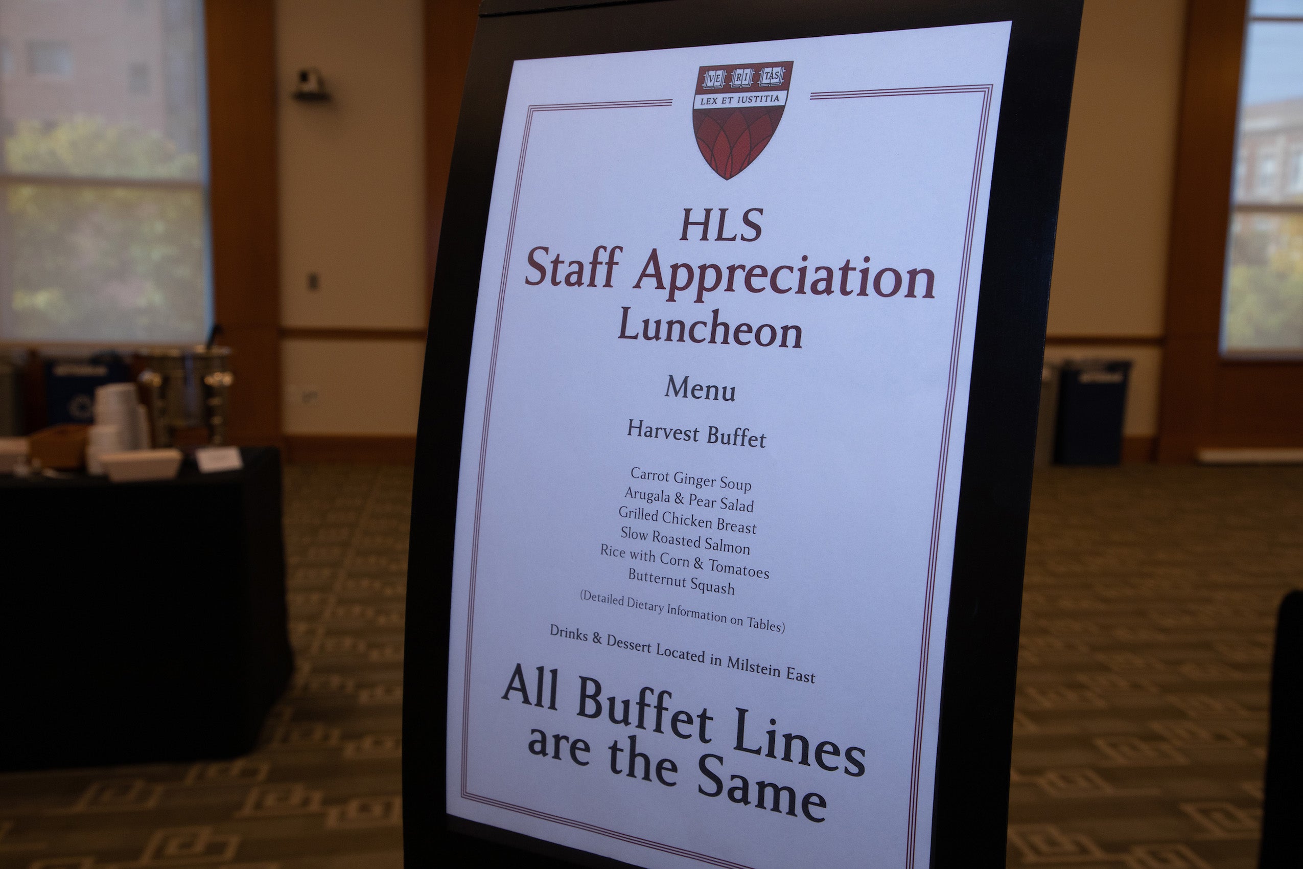 A sign that says HLS Staff Appreciation Luncheon