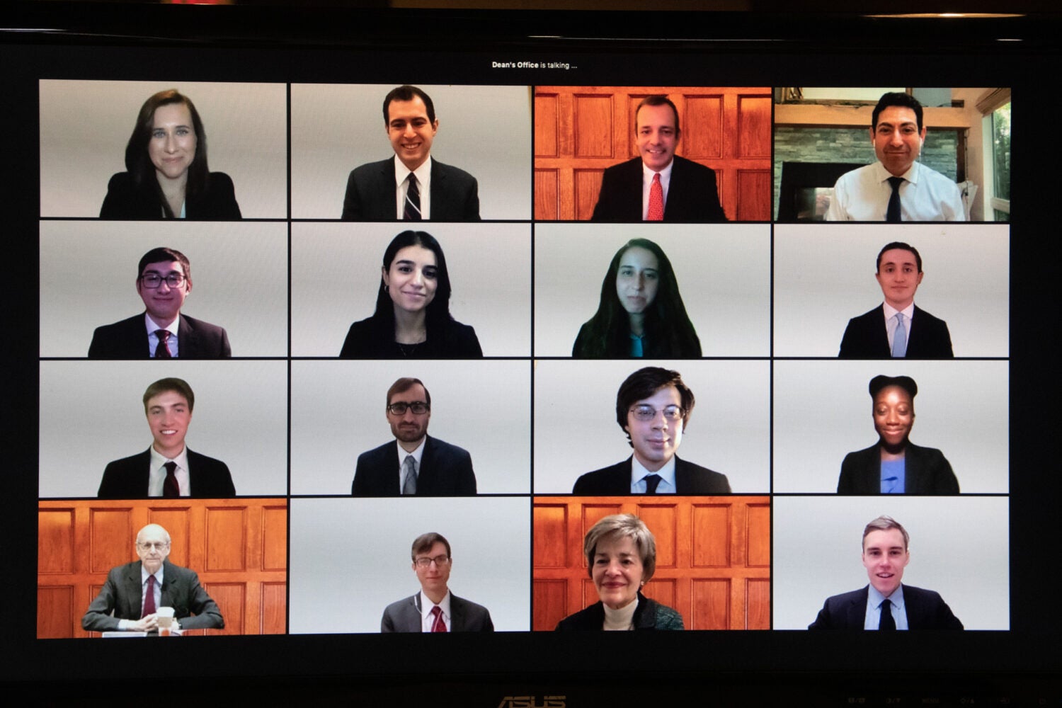 Zoom grid of 16 faces