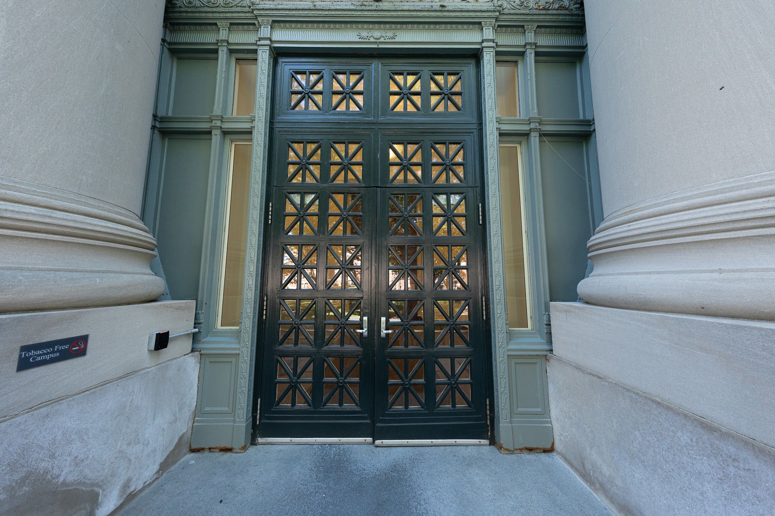 Front doors to Langdell Hall