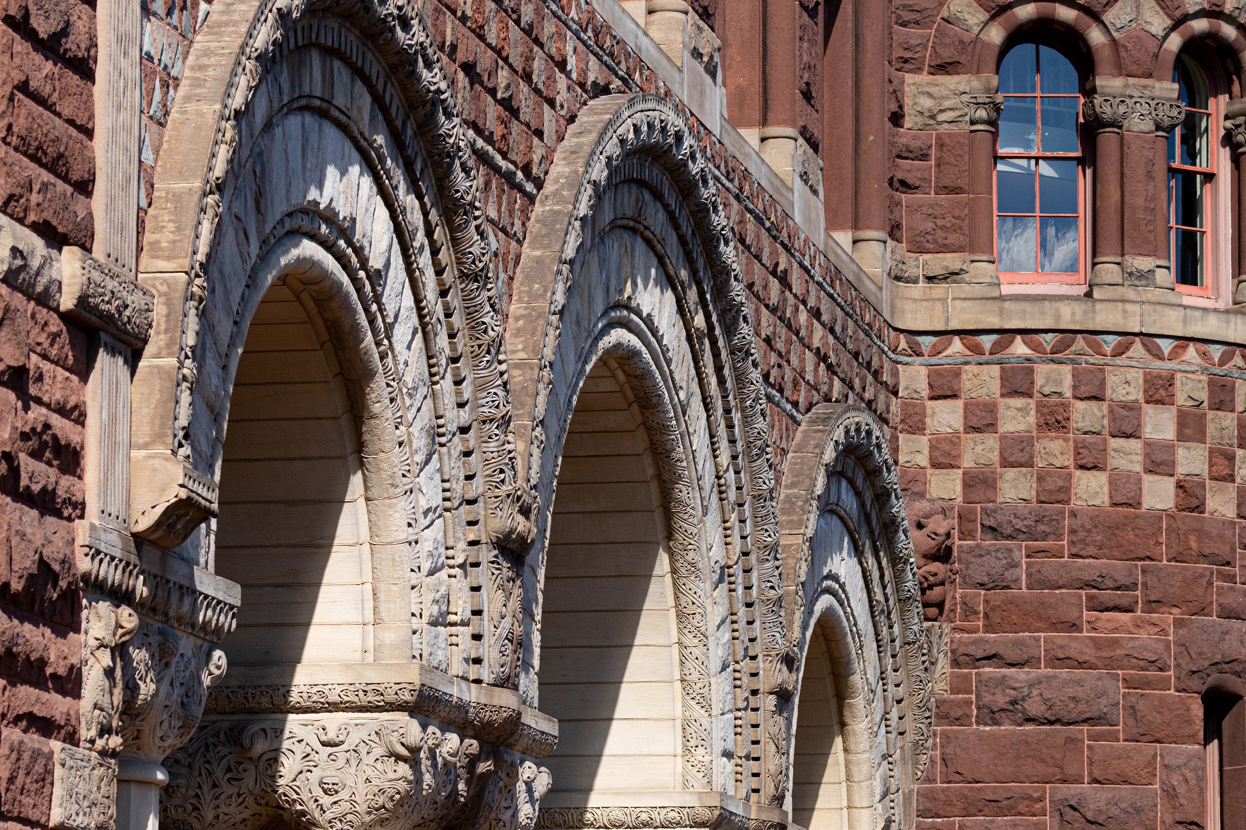 Austin Hall arches from an angle
