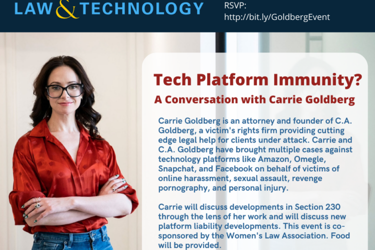 Image thumbnail for Tech Platform Immunity? A Conversation with Carrie Goldberg