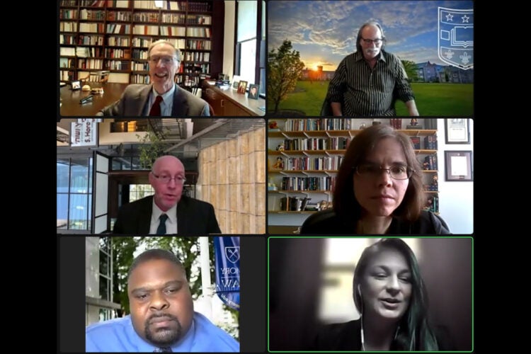 Zoom panel of six speakers