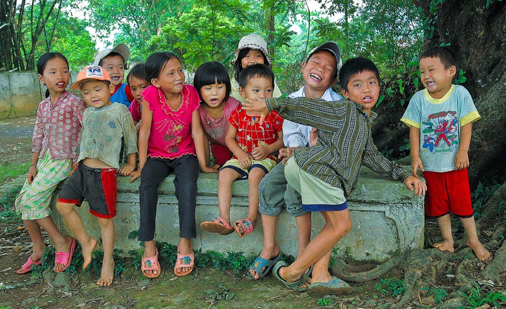 Kids having fun in village west of Hanoi, Vietnam