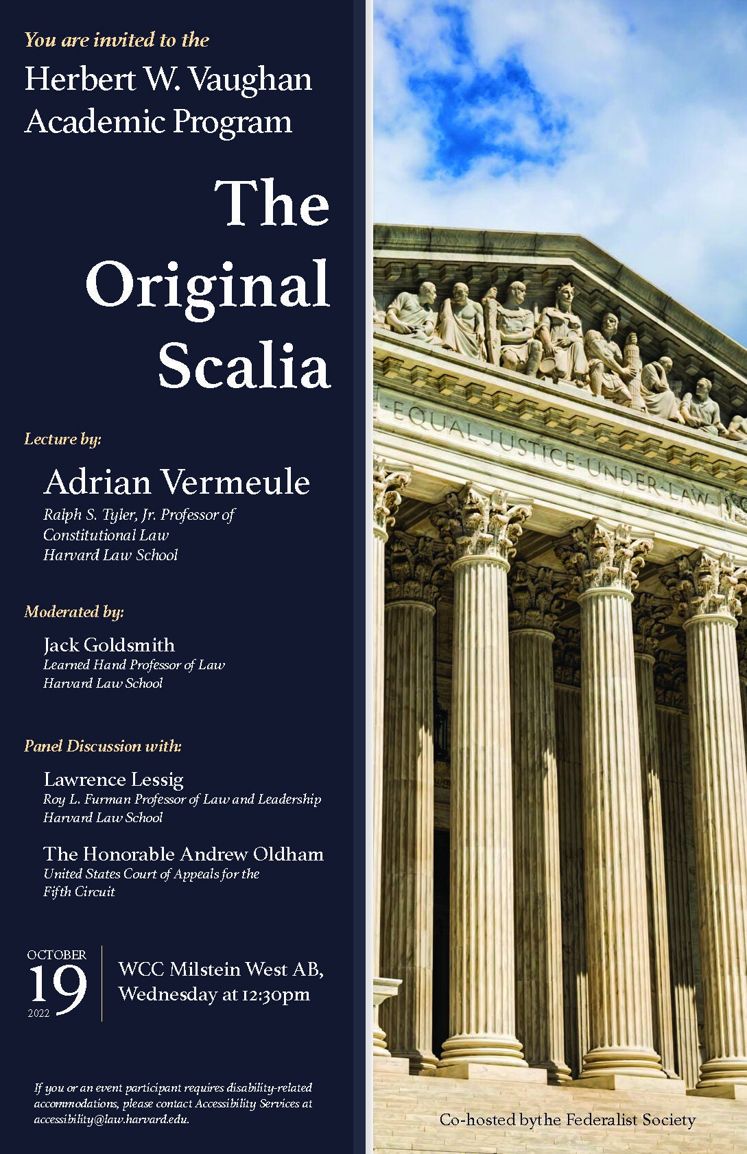 Poster for an Event called The Original Scalia with Supreme Court image