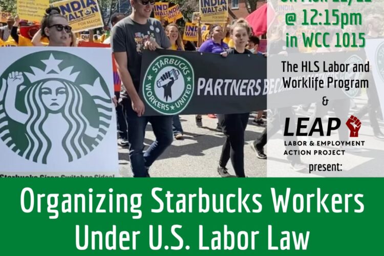 flyer for the Organizing starbucks event with speaker photos and time and date info